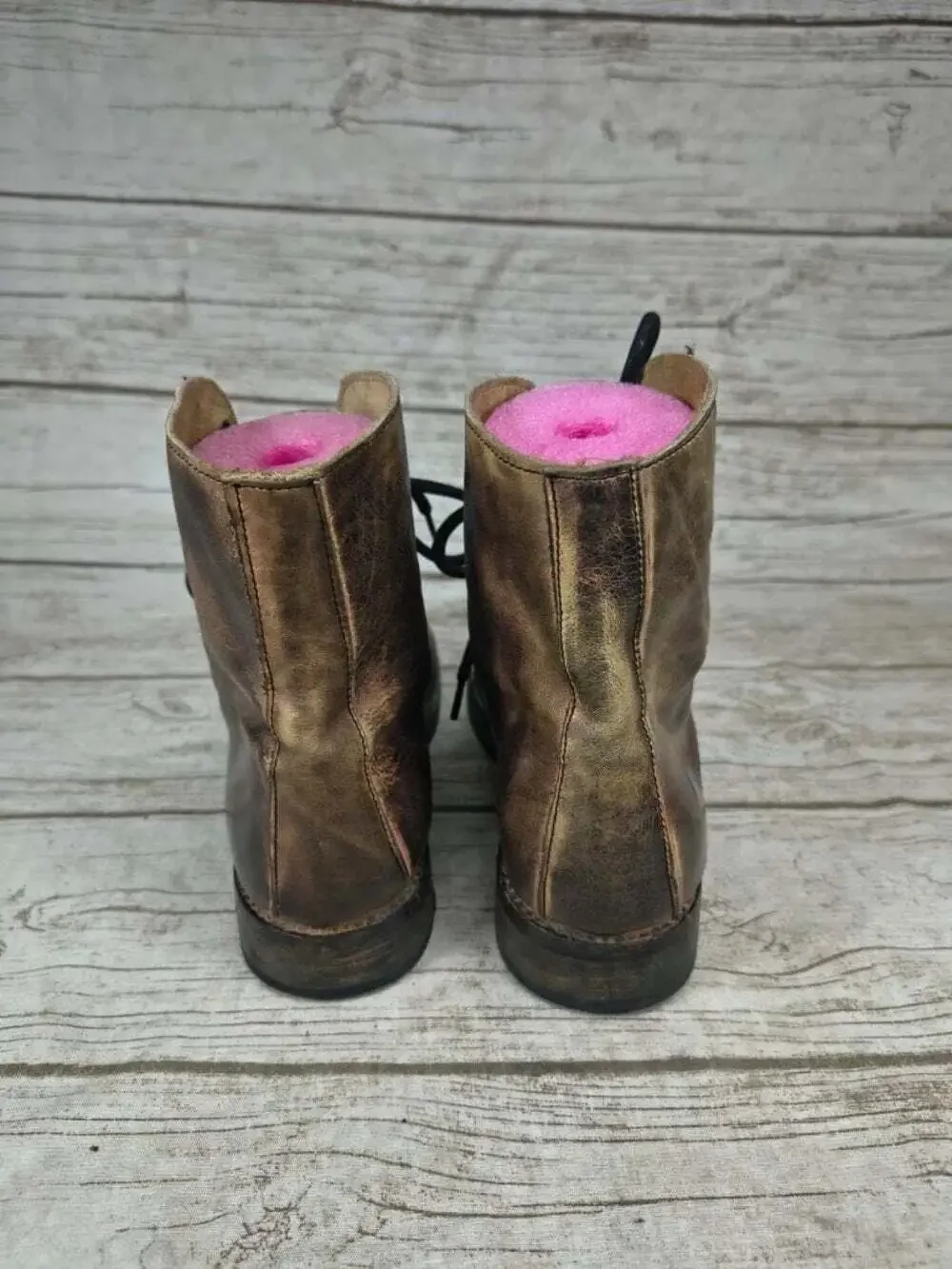 Bed Stu Two Tone Distressed Leather Lace Up Boots 8.5